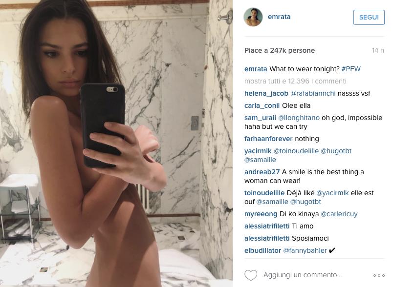 Emily Ratajkowski difende Kim Kardashian e si spoglia su Instagram Il topless di Emily Ratajkowski su Instagram