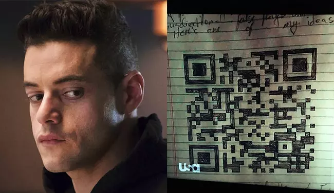il QR code nella prima puntata di Mr. Robot 2 Rami Malek e un QR code