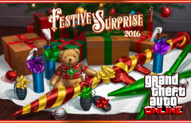 Sorpresa Festiva 2016, tutti i dettagli dell'evento natalizio di GTA Online Il poster ufficiale di Sorpresa Festiva 2016