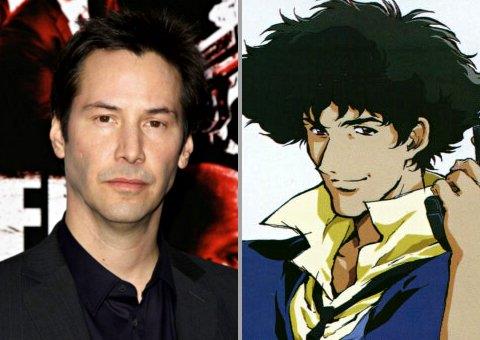 Keanu Reeves ed il protagonista di Cowboy Bebop Keanu Reeves e Spike Spiegel, il protagonista di Cowboy Bebop