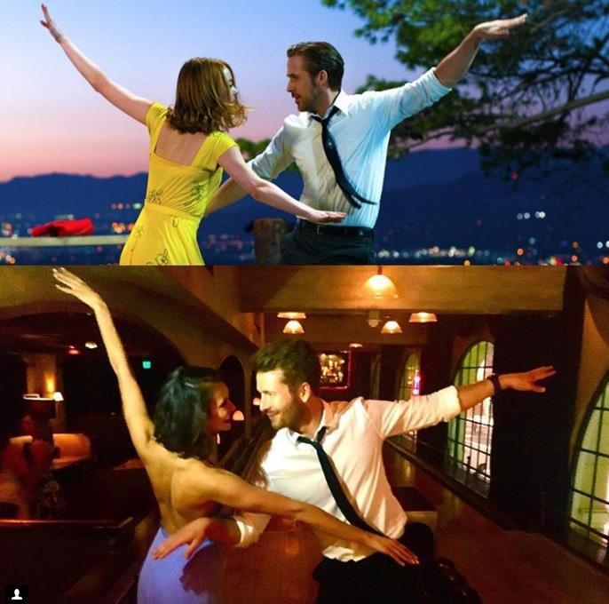 Glen e Nina in posa La La Land La coppia in una posa romantica