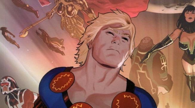 La produzione de Gli Eterni inizierà ad agosto 2019 negli studi di Atlanta Illustrazione di Ikaris in una pagina dei fumetti Marvel