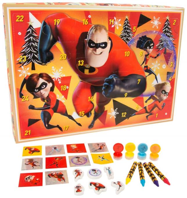 Gli Incredibili 2 su matite, timbri e adesivi Il calendario dell'avvento degli Incredibili 2