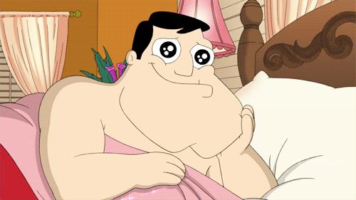 Stan con gli occhi a cuore Stan a letto disegna un cuore brillante