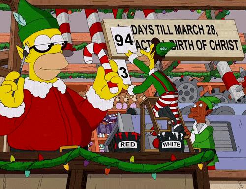 Homer Simpson, elfo di Natale Homer Simpson in versione elfo di Natale è responsabile dei bastoni di zucchero