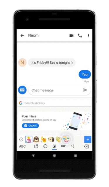 Gboard, arrivano gli adesivi personalizzati Mini GIF esplicativa della creazione di un Mini