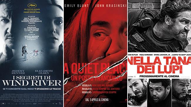 Weekend al cinema: i film in uscita il 7 e 8 aprile 2018 I poster dei film I segreti di Wind River, A Quiet Place - Un posto tranquillo e Nella tana dei lupi