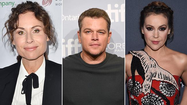 Matt Damon criticato da Minnie Driver e Alyssa Milano per i suoi commenti sulle molestie sessuali Minnie Driver, Matt Damon e Alyssa Milano in occasione di eventi ufficiali
