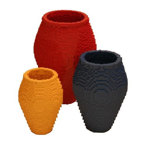 Vasi costruiti coi LEGO Tre vasi di varie dimensioni costruiti coi LEGO