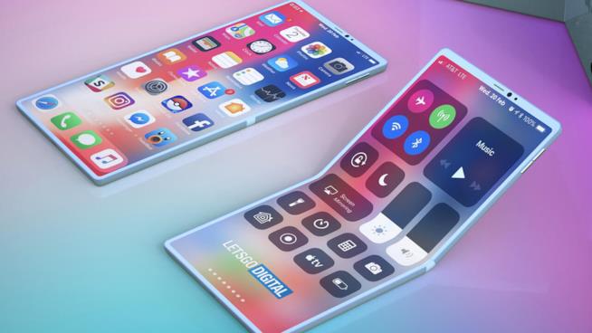 L'iPhone pieghevole si mostra in un brevetto di Apple Concept di un iPhone pieghevole realizzato da LetsGoDigital