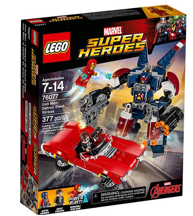 Il box del set LEGO Iron Man: l'attacco di Detroit Steel Dettagli del box Iron Man: l'attacco di Detroit Steel di LEGO