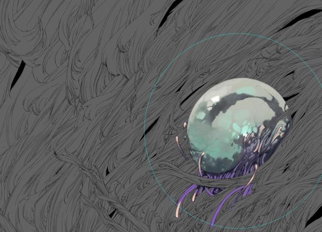 Ritorno all'Area X: LRNZ illustra la cover del nuovo romanzo di Jeff VanderMeer, Borne Un dettaglio della copertina di Borne
