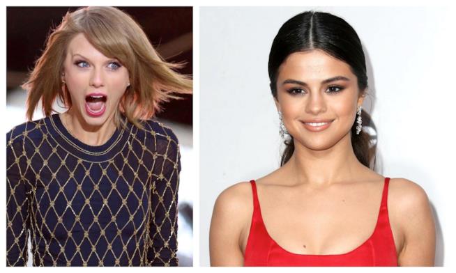 Taylor Swift gioisce per la vittoria di Selena Gomez agli AMA 2016 Primo piano di Taylor Swift e Selena Gomez