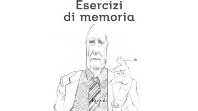 La copertina di Esercizi di memoria di Camilleri Andrea Camilleri ritratto da Pericoli nella cover di Esercizi di memoria