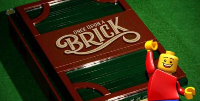 Nasce il libro di fiabe pop-up di LEGO. Il nome? Once Upon a Brick. La copertina di Once Upon a Brick e uno degli iconici personaggi LEGO
