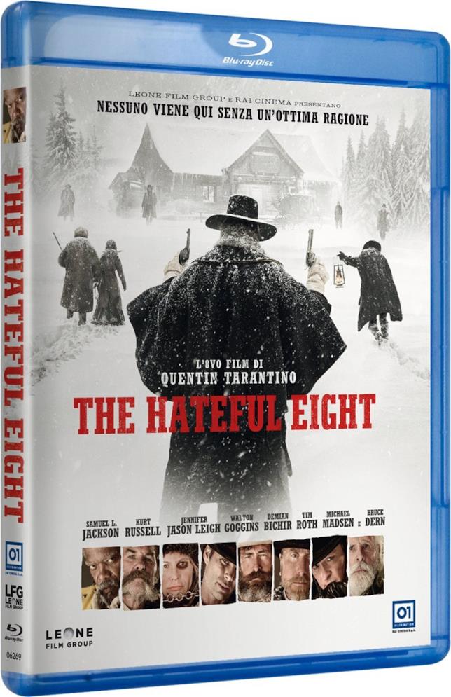 La cover della versione blu-ray di The Hateful Eight La copertina di The Hateful Eight