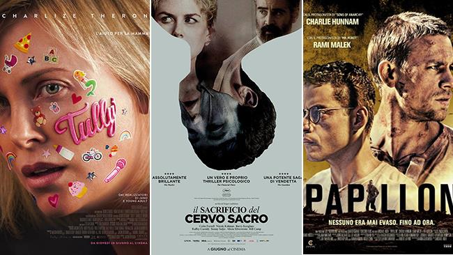 Weekend al cinema: i film in uscita il 30 giugno e 1 luglio 2018 I poster di Tully, Il sacrificio del cervo sacro e Papillon