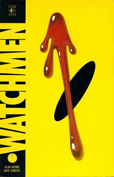 Sulla copertina di Watchmen campeggia da sempre l'iconico smiley insaguinato simbolo della graphic novel L'occhio di uno smiley da cui cola una goccia di sangue campeggia sulla copertina di The Watchmen