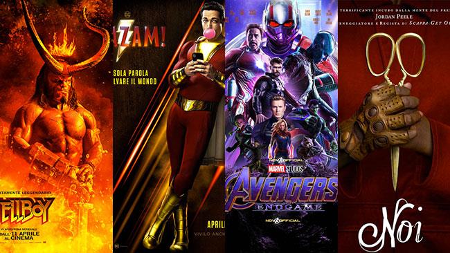 Un mese di cinema: i film in sala ad aprile 2019 I poster di Hellboy, Shazam!, Avengers: Endgame, Noi
