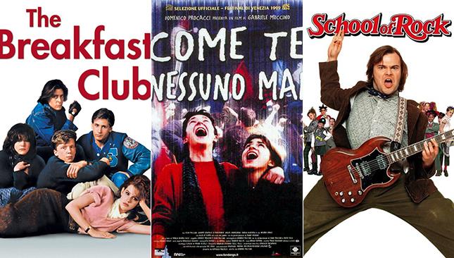 10 film sulla scuola da guardare in occasione del ritorno tra i banchi Locandine dei film The Breakfast Club, Come Te Nessuno Mai, School of Rock
