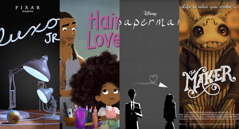 Corti animati da non farsi scappare: 20 short film imperdibili I poster di Luxo Junior, Hair Love, Paperman, The Maker