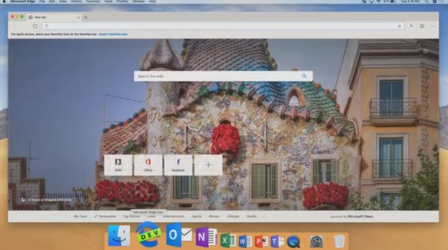 La nuova versione di Microsoft EDGE arriverà anche su macOS Screen di Microsoft EDGE in esecuzione su macOS