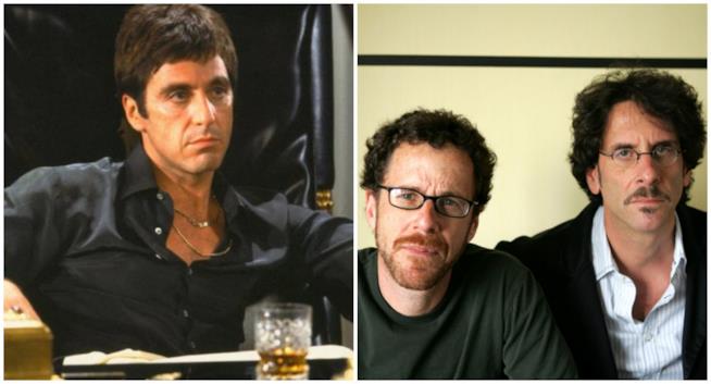 Il reboot di Scarface arriverà da un copione rimaneggiato dai fratelli Coen Un collage tra i fratelli Coen e Scarface