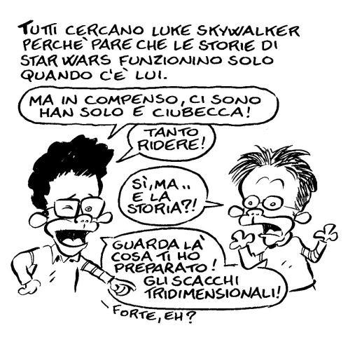 Una vignetta della recensione di Star Wars 7 Leo Ortolani e J.J. Abrams in una vignetta della recensione di Star Wars 7