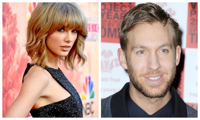 Taylor Swift canta una canzone di Calvin Harris in concerto Primo piano di Taylor Swift e Calvin Harris