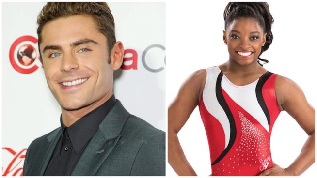 Simone Biles corona il suo sogno e incontra Zac Efron Primo piano di Simone Biles e Zac Efron