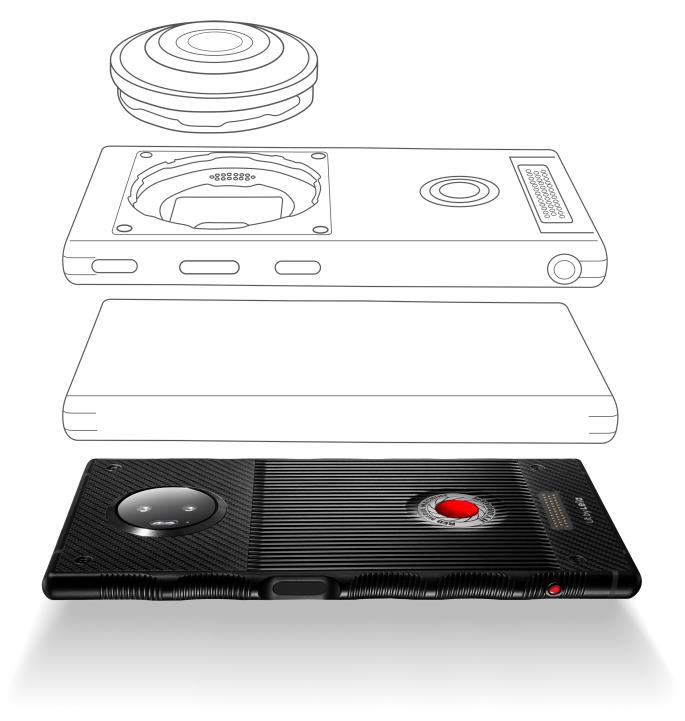 Hydrogen One di RED è uno smartphone modulare Immagine stampa che mostra la modularità di Hydrogen One di RED