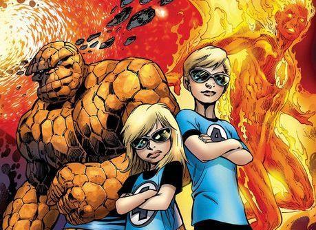 20th Century Fox ha in mente un nuovo rilancio per I Fantastici Quattro La Cosa, Valeria e Franklin Richards e la Torcia Umana in un'immagine di Alan Davis