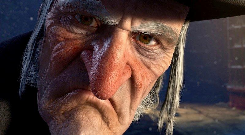 Jim Carrey nei panni di Mr. Scrooge nel film A Christmas Carol del 2009 Jim Carrey