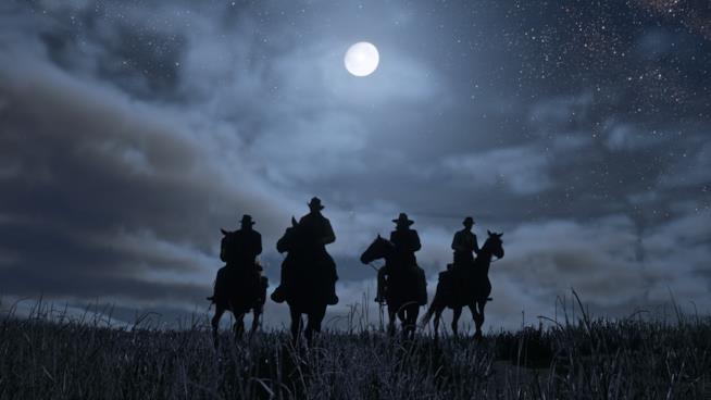 Red Dead Redemption 2 potrebbe uscire il 3 aprile 2018 I protagonisti di Red Dead Redemption 2 cavalcano al chiaro di luna