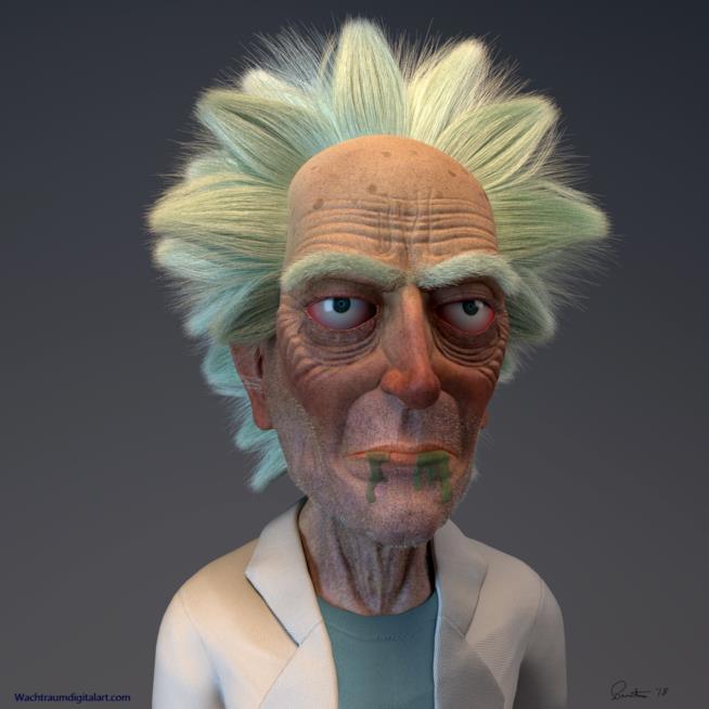 L'artista Joe Parente ha realizzato un'opera in 3D del personaggio di Rick e Morty in modo realistico e dettagliato Il mezzobusto in 3D di Rick Sanchez
