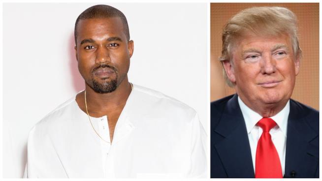 Kanye West contro Donald Trump alle elezioni del 2020 Primo piano di Kanye West e Donald Trump
