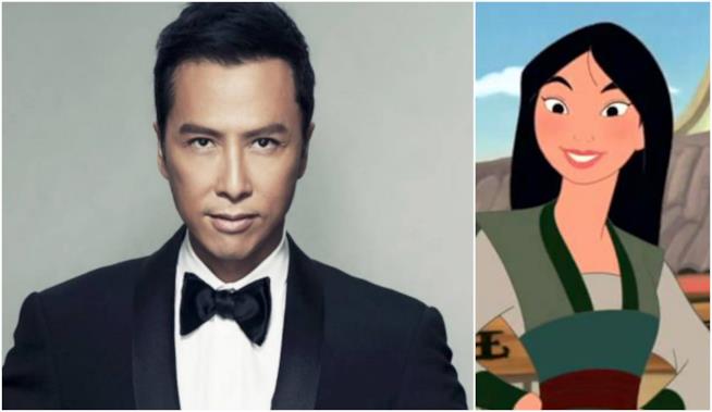 Donnie Yen nel live-action Mulan Un collage tra Donnie Yen e Mulan