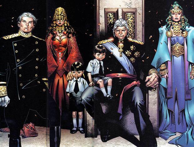 La casata di Magneto in House of M I giovani Wiccan e Speed vicini a nonno Magneto