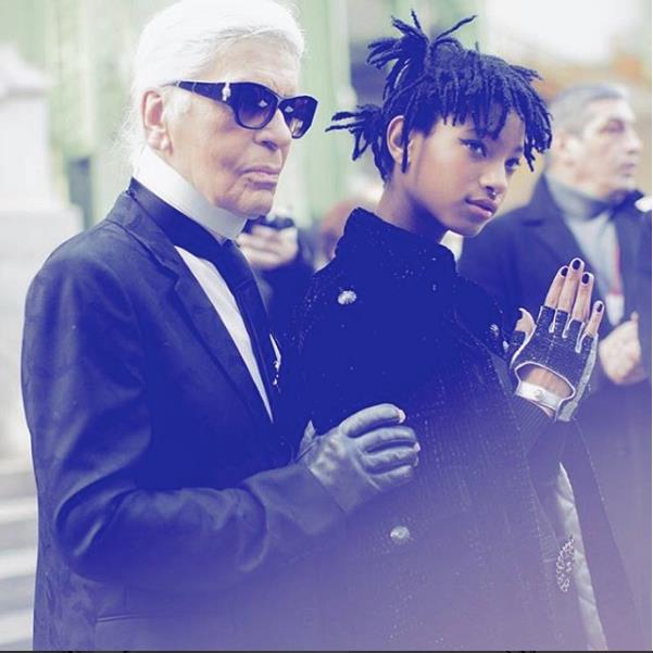 Willow Smith è stata scelta da Chanel come testimonial Willow Smith con lo stilista Karl Lagerfeld