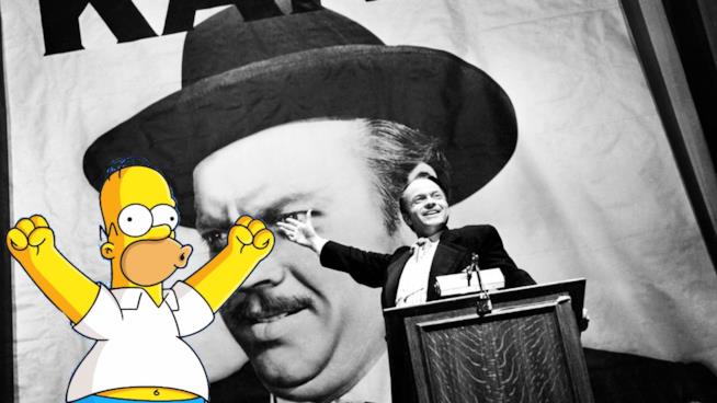 Ecco gli omaggi dei Simpson al film Quarto Potere di Orson Welles Una delle più celebri scene di Quarto Potere con annesso Homer Simpson