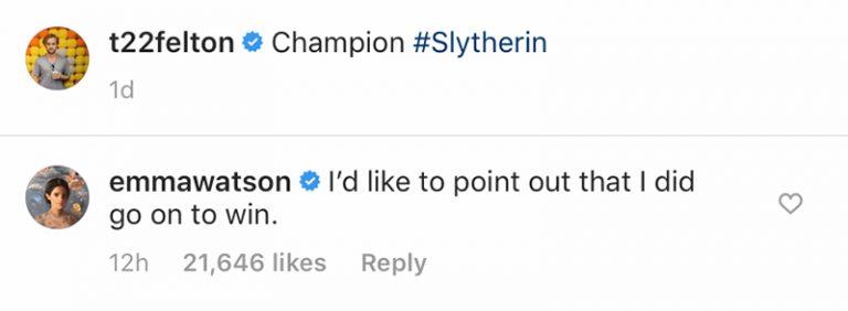 Emma Watson commenta il video postato da Tom Felton Emma Watson ha commentato il dietro le quinte di Harry Potter