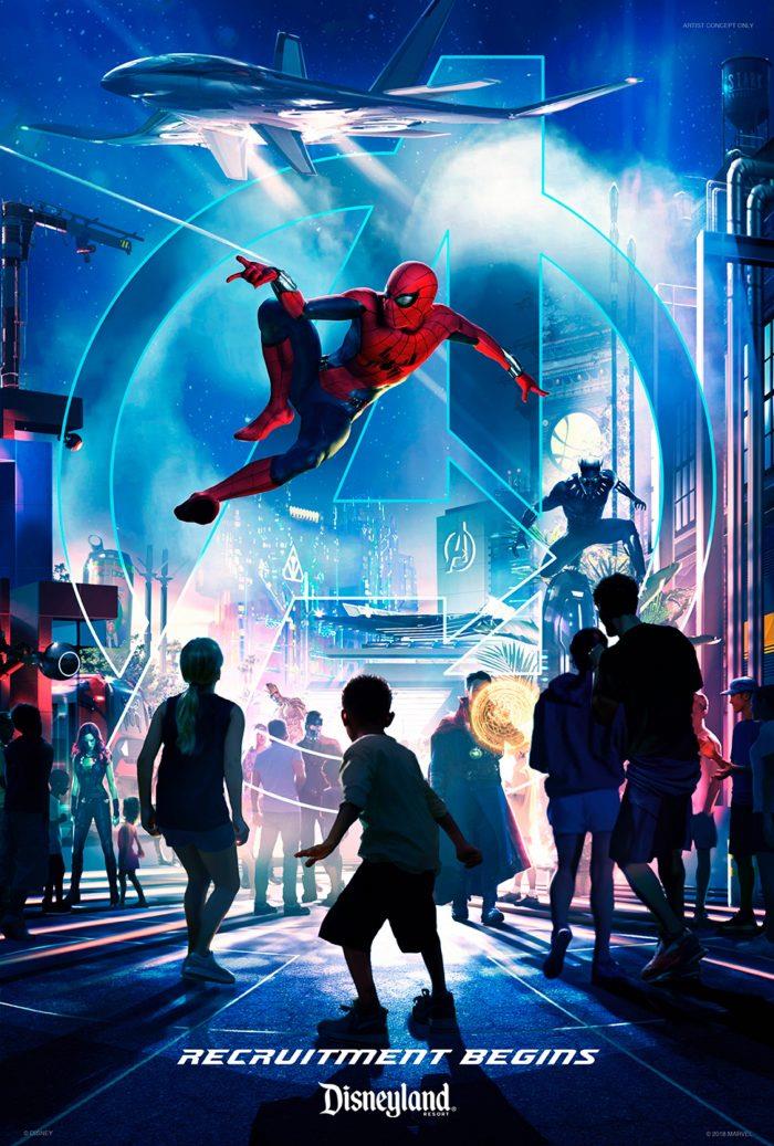 Spider-Man protagonista di un poster Disneyland Spider-Man in cerca di nuovi eroi