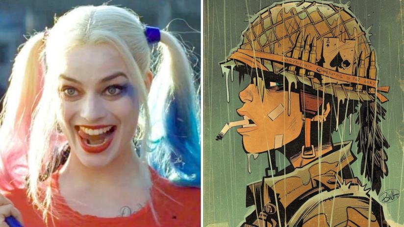 Margot Robbie da un fumetto all'altro, potrebbe sviluppare un film su Tank Girl A sinistra il volto di Margot Robbie truccato da Harley Quinn e a destra una immagine di Tank Girl