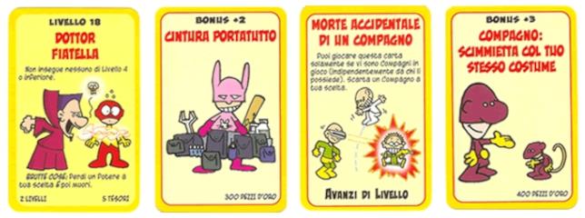 Quattro carte di Super Munchkin Quattro carte in italiano di Super Munchkin