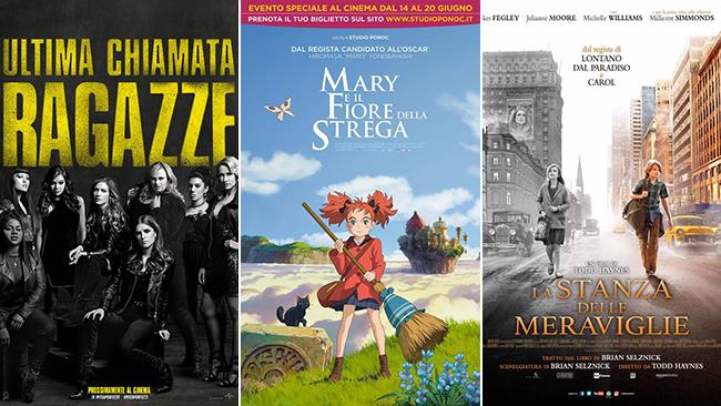 Weekend al cinema: i film in uscita il 16 e 17 giugno 2018 I poster dei film Pitch Perfect 3, Mary e il fiore della strega, La stanza delle meraviglie