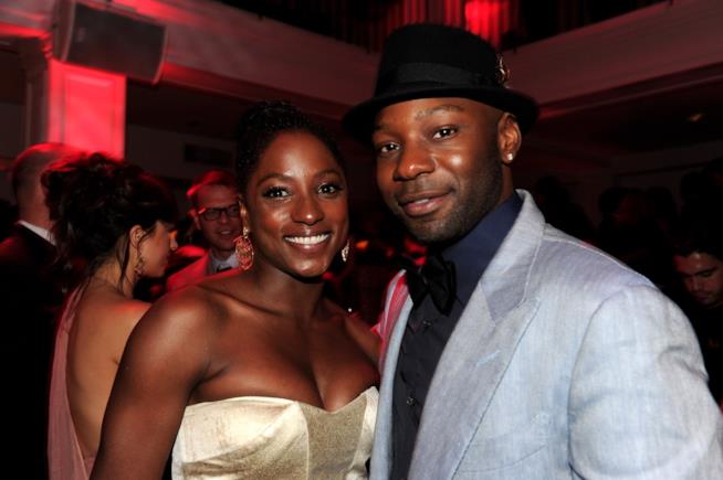 Rutina Wesley con l'amico Nelsan Ellis Gli attori di True Blood Rutina Wesley e Nelsan Ellis
