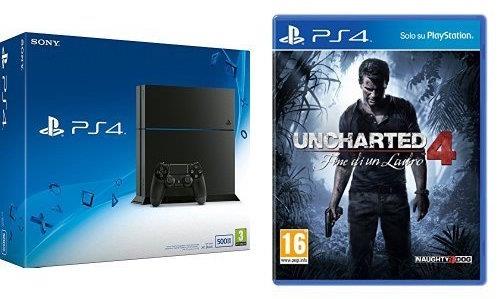 PlayStation 4 500 GB con Uncharted 4 PlayStation 4 500 GB bundle con Uncharted 4 - Fine di un Ladro