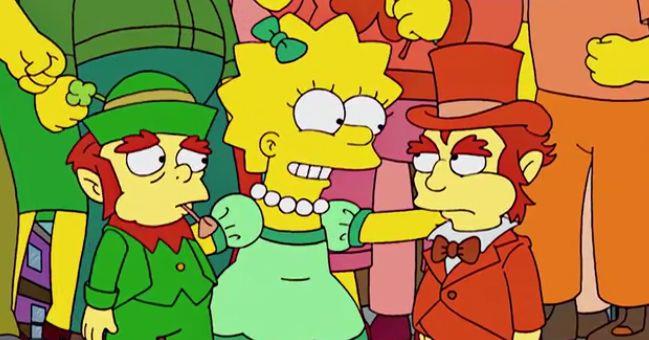 I Simpson festeggiano San Patrizio Lisa separa due folletti irlandesi da una rissa