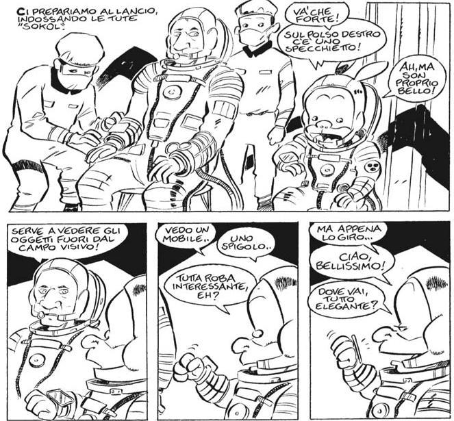 Rat-Man è pronto per il suo viaggio nello spazio Rat-Man si prepara con Rover al lancio nello spazio