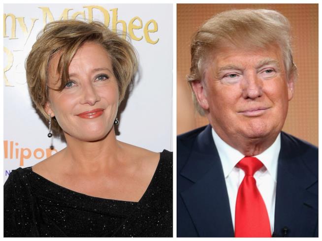Emma Thompson ha respinto Donald Trump Primo piano di Emma Thompson e Donald Trump